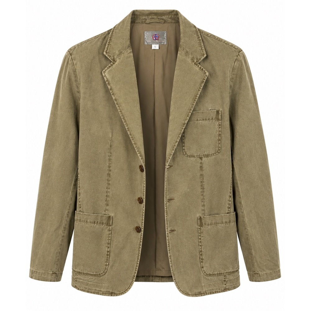 Vintage The Territory Ahead Mens Silk Cotton Blazer Khaki Tan Sport Coat Large